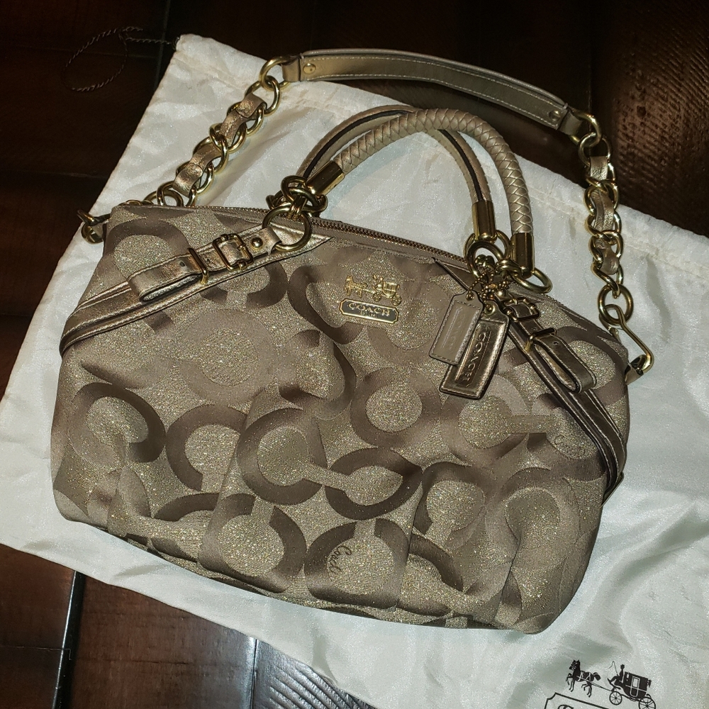 RARE! Coach Madison Metallic OP Art Sophia Satchel
